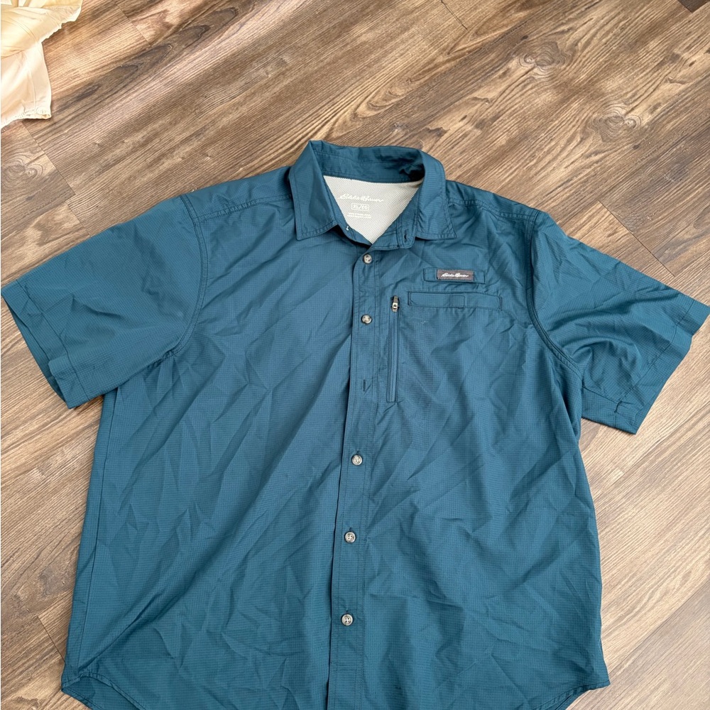 Eddie Bauer Teal Casual Button Down Shirt